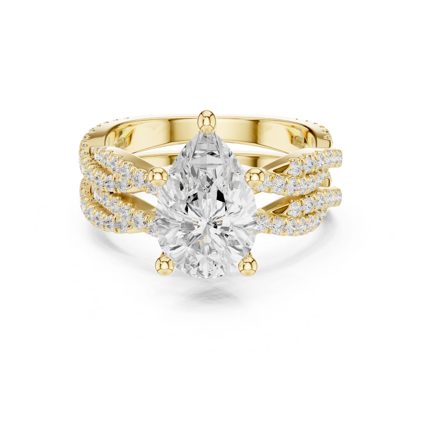 Round Lab Grown Diamond Cathedral Engagement Ring