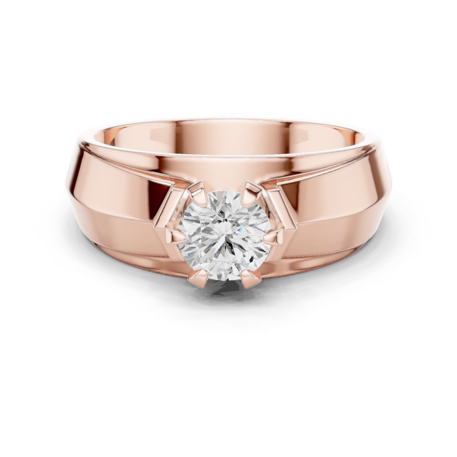 Men's Round Lab Grown Diamond Cathedral Ring