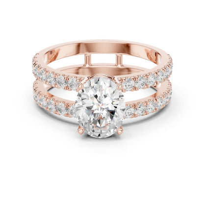 Round Lab Grown Diamond Cathedral Engagement Ring