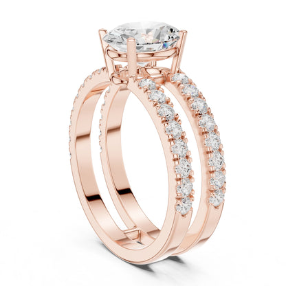 Round Lab Grown Diamond Cathedral Engagement Ring
