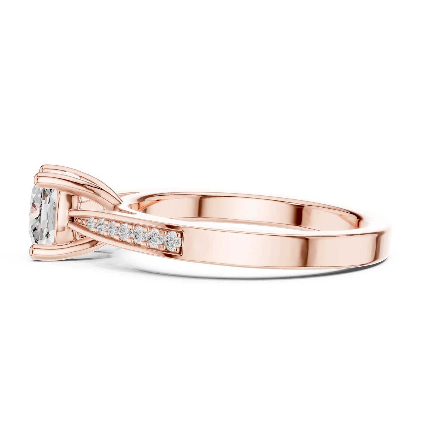 Round Lab Grown Diamond Cathedral Engagement Ring