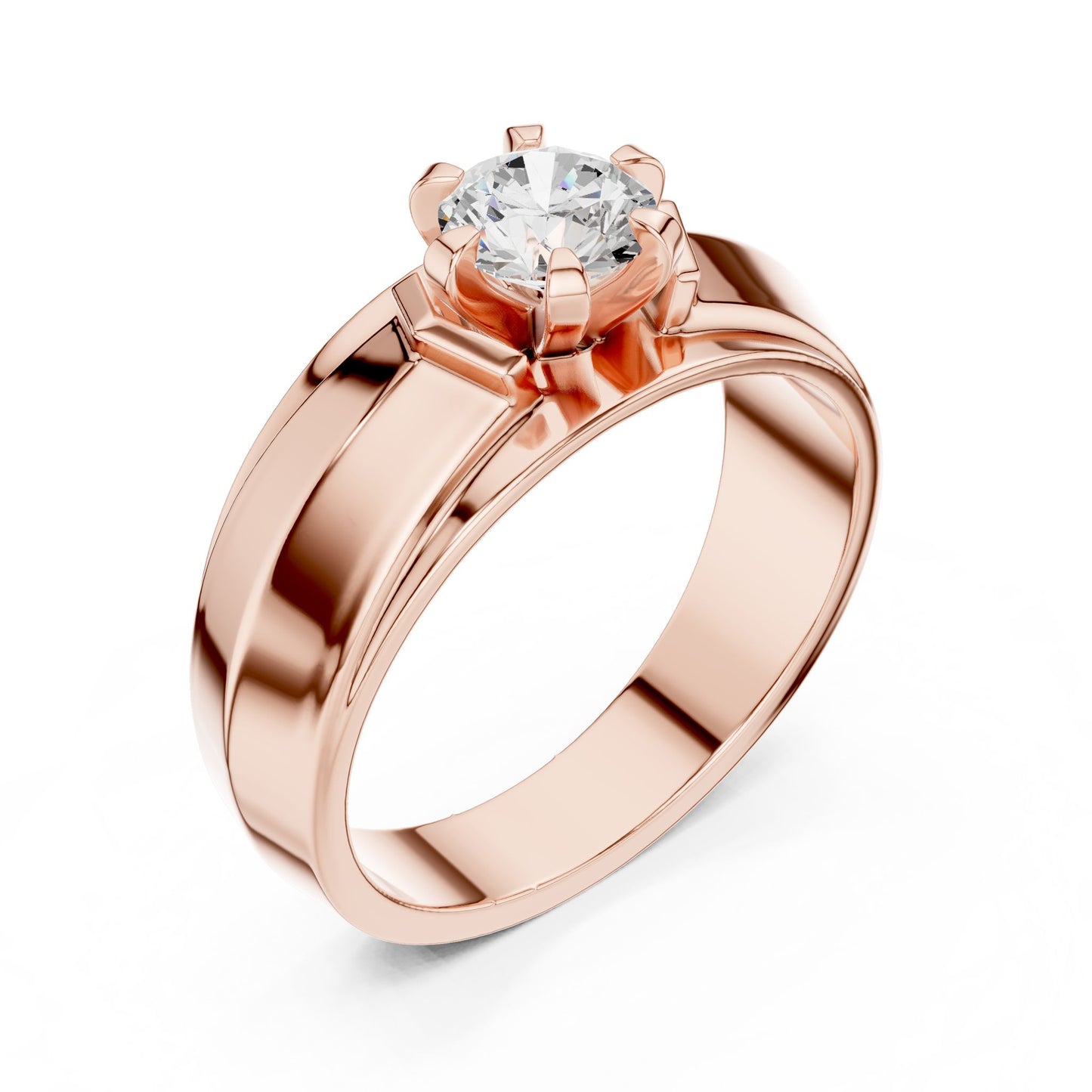 Men's Round Lab Grown Diamond Cathedral Ring