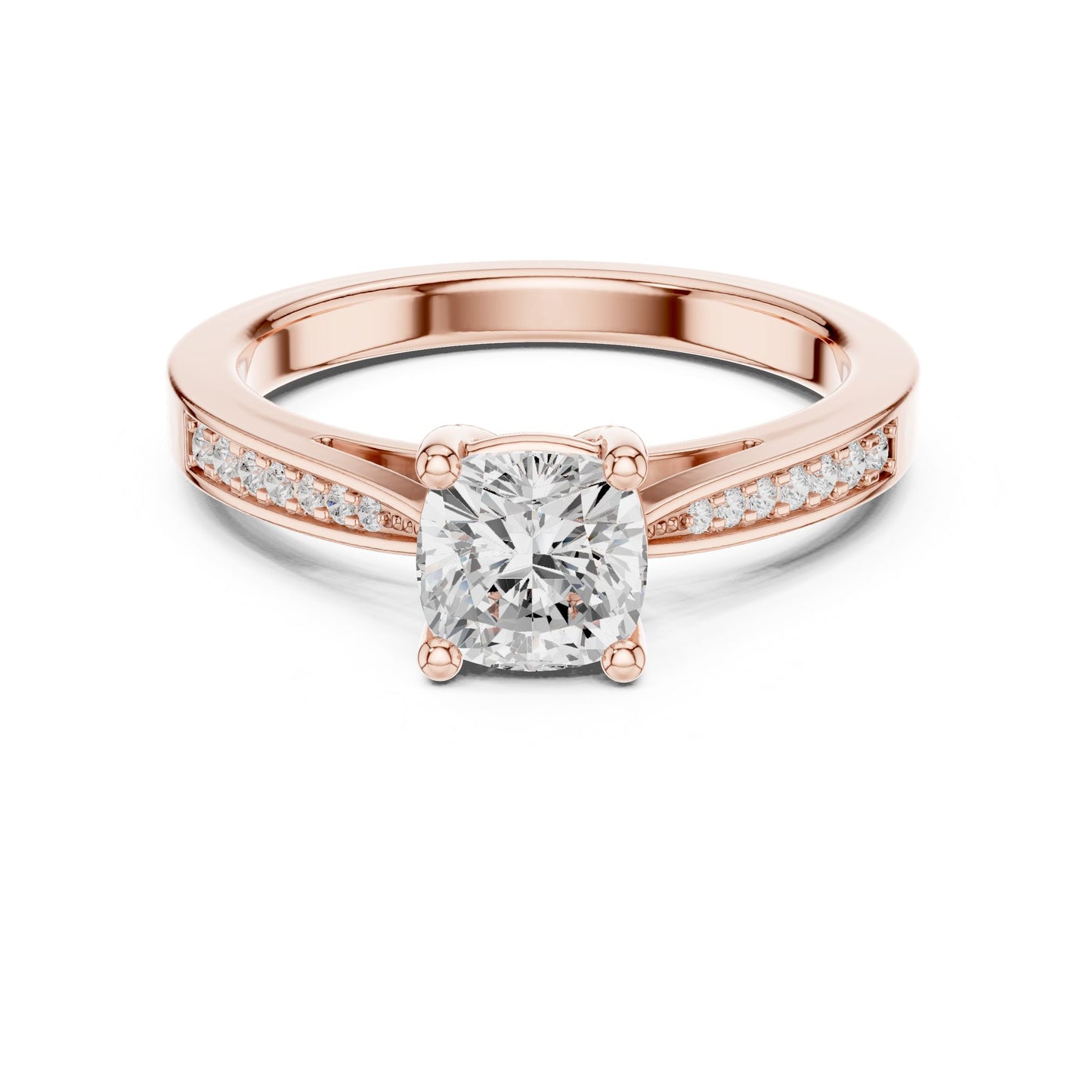 Round Lab Grown Diamond Cathedral Engagement Ring