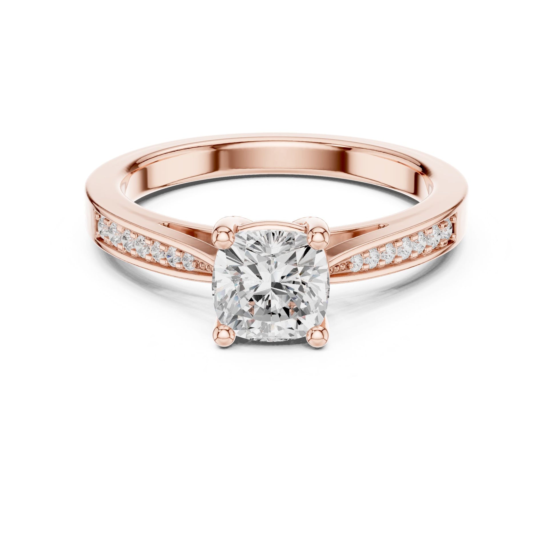 Round Lab Grown Diamond Cathedral Engagement Ring