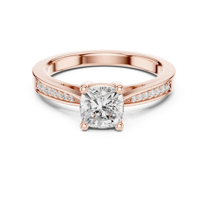 Round Lab Grown Diamond Cathedral Engagement Ring