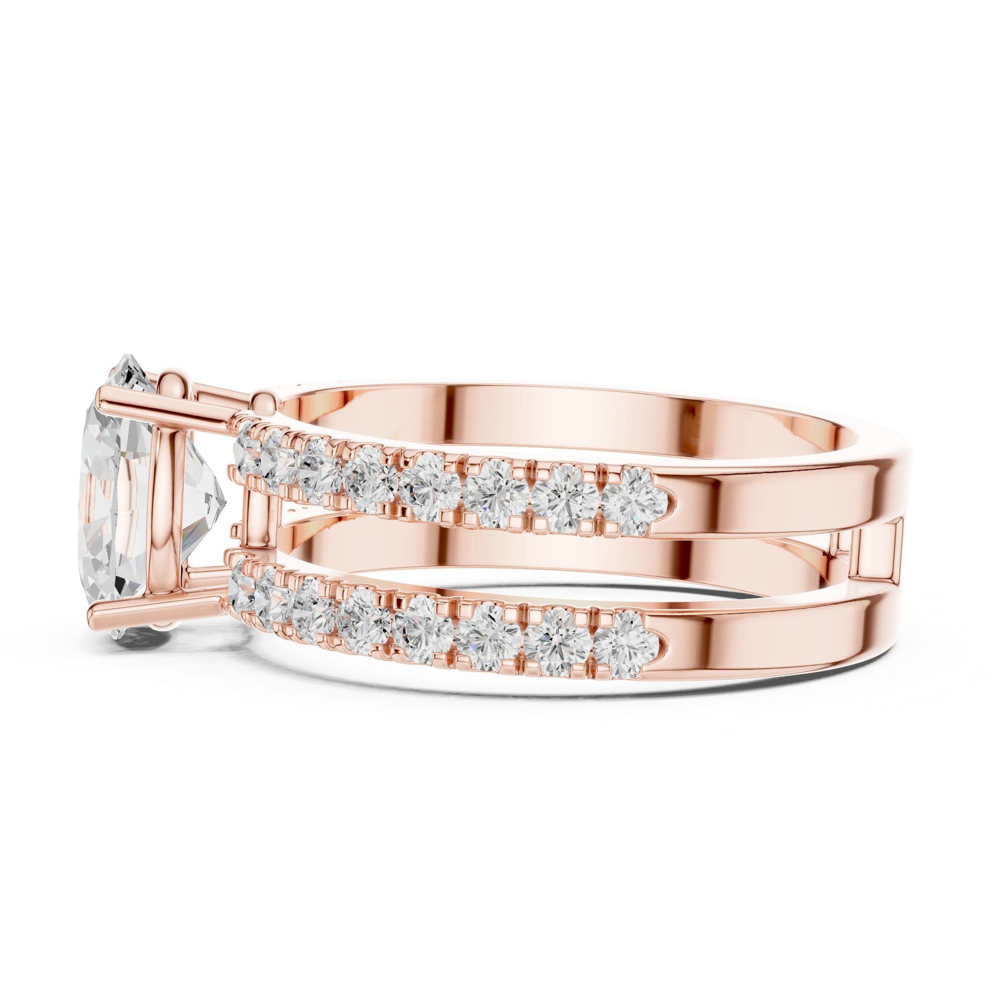 Round Lab Grown Diamond Cathedral Engagement Ring