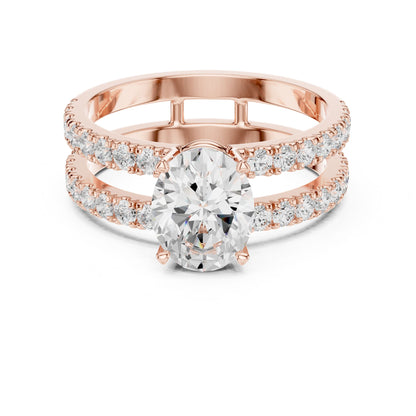 Round Lab Grown Diamond Cathedral Engagement Ring