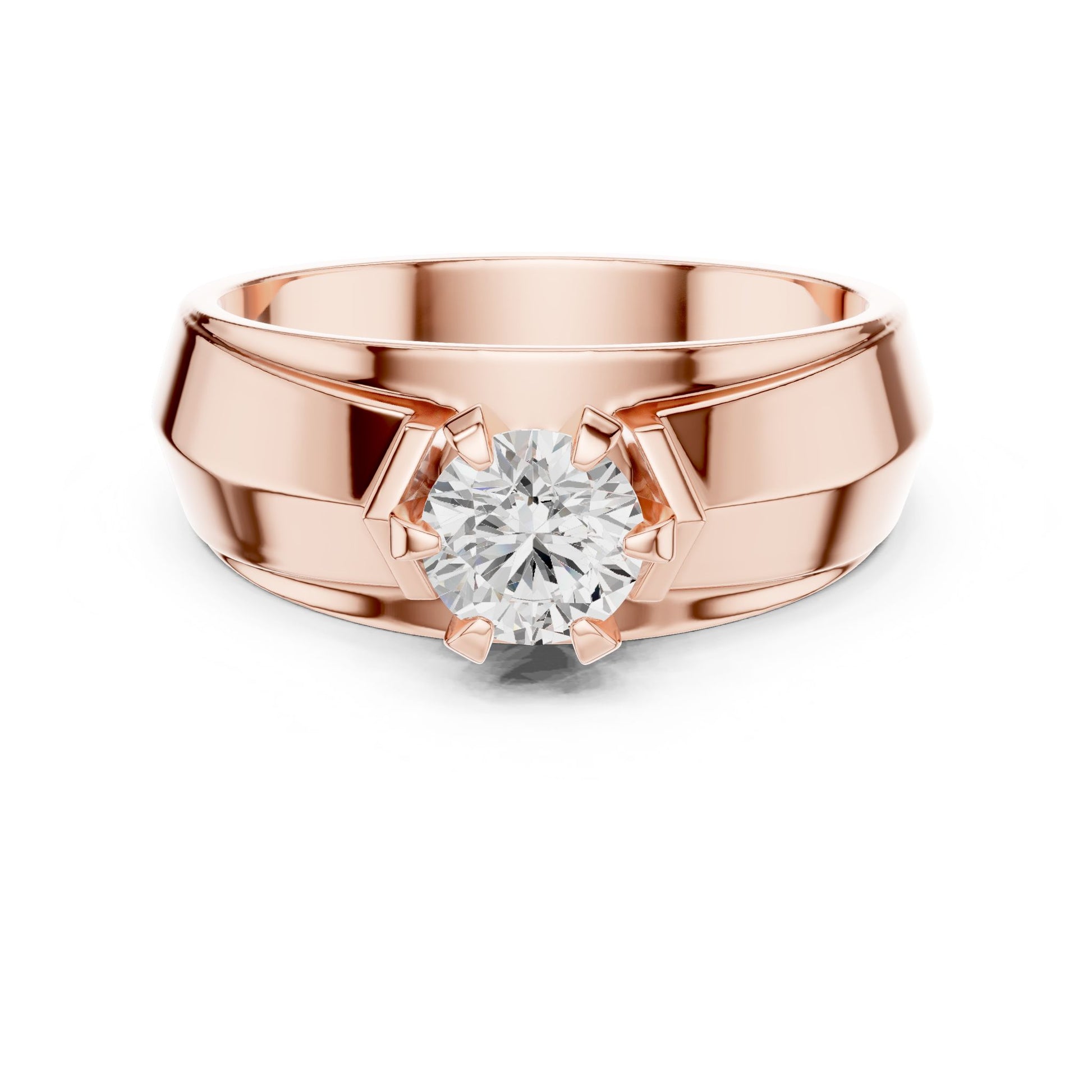 Men's Round Lab Grown Diamond Cathedral Ring