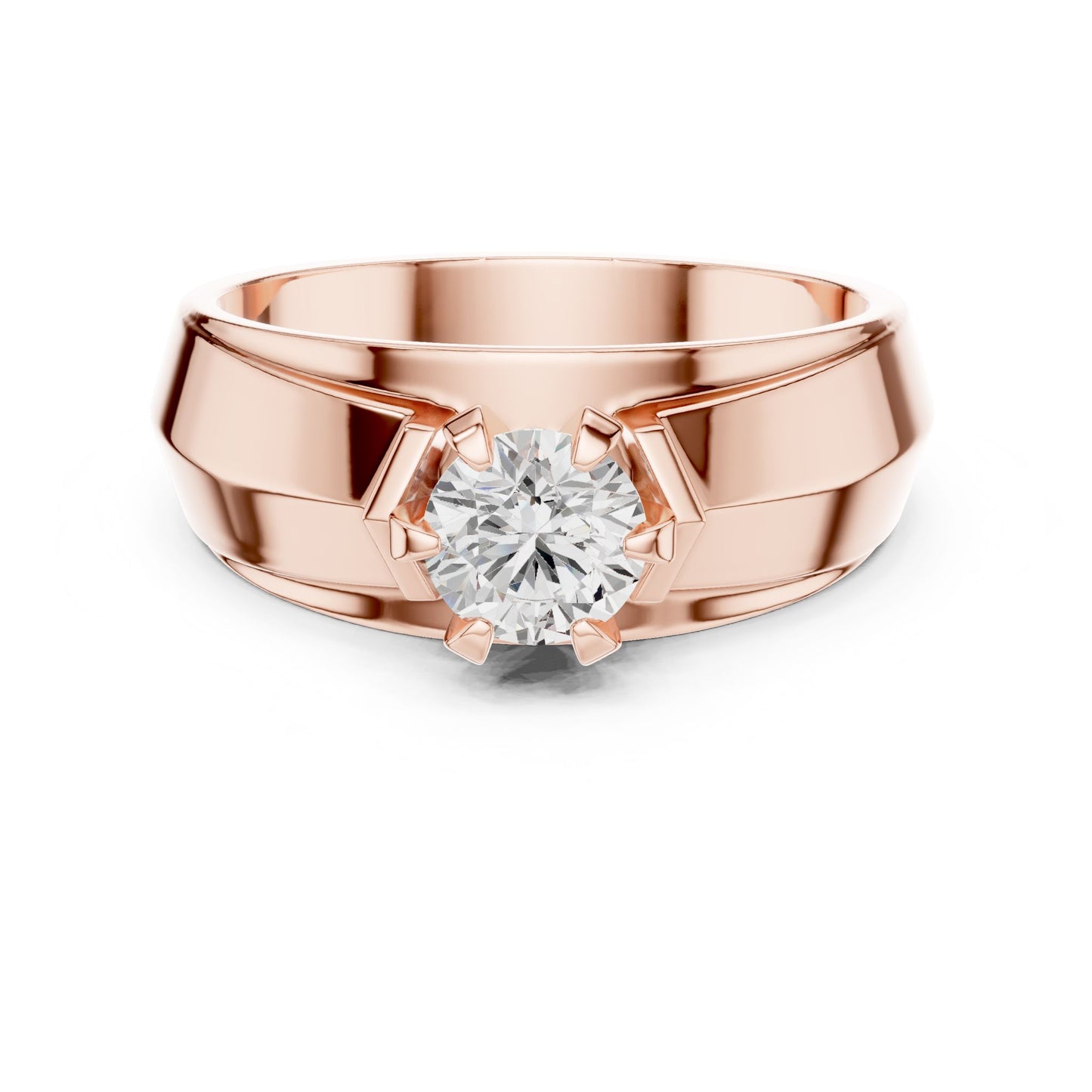 Men's Round Lab Grown Diamond Cathedral Ring