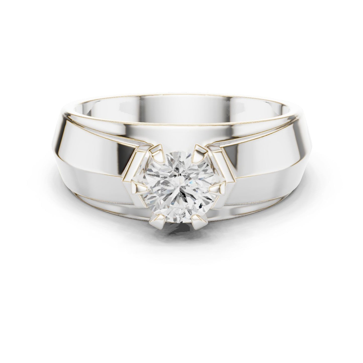 Men's Round Lab Grown Diamond Cathedral Ring