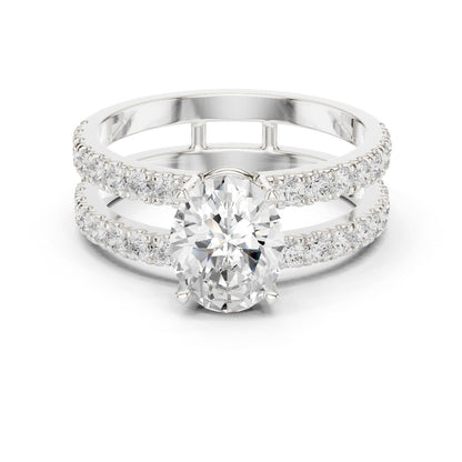 Round Lab Grown Diamond Cathedral Engagement Ring