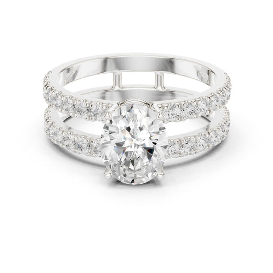 Round Lab Grown Diamond Cathedral Engagement Ring