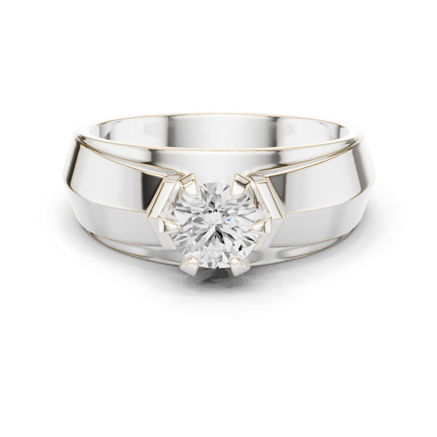 Men's Round Lab Grown Diamond Cathedral Ring