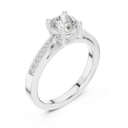 Round Lab Grown Diamond Cathedral Engagement Ring