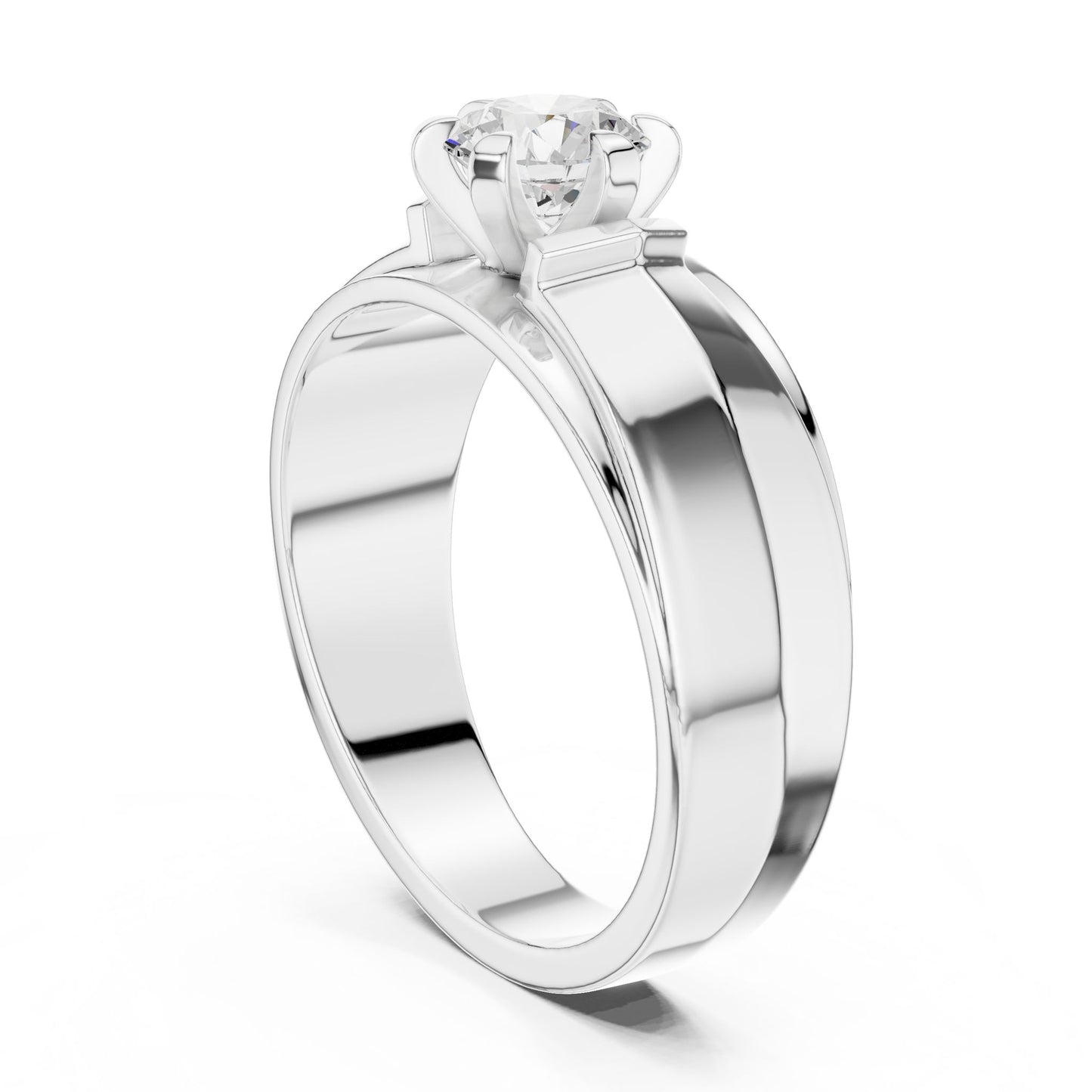 Men's Round Lab Grown Diamond Cathedral Ring