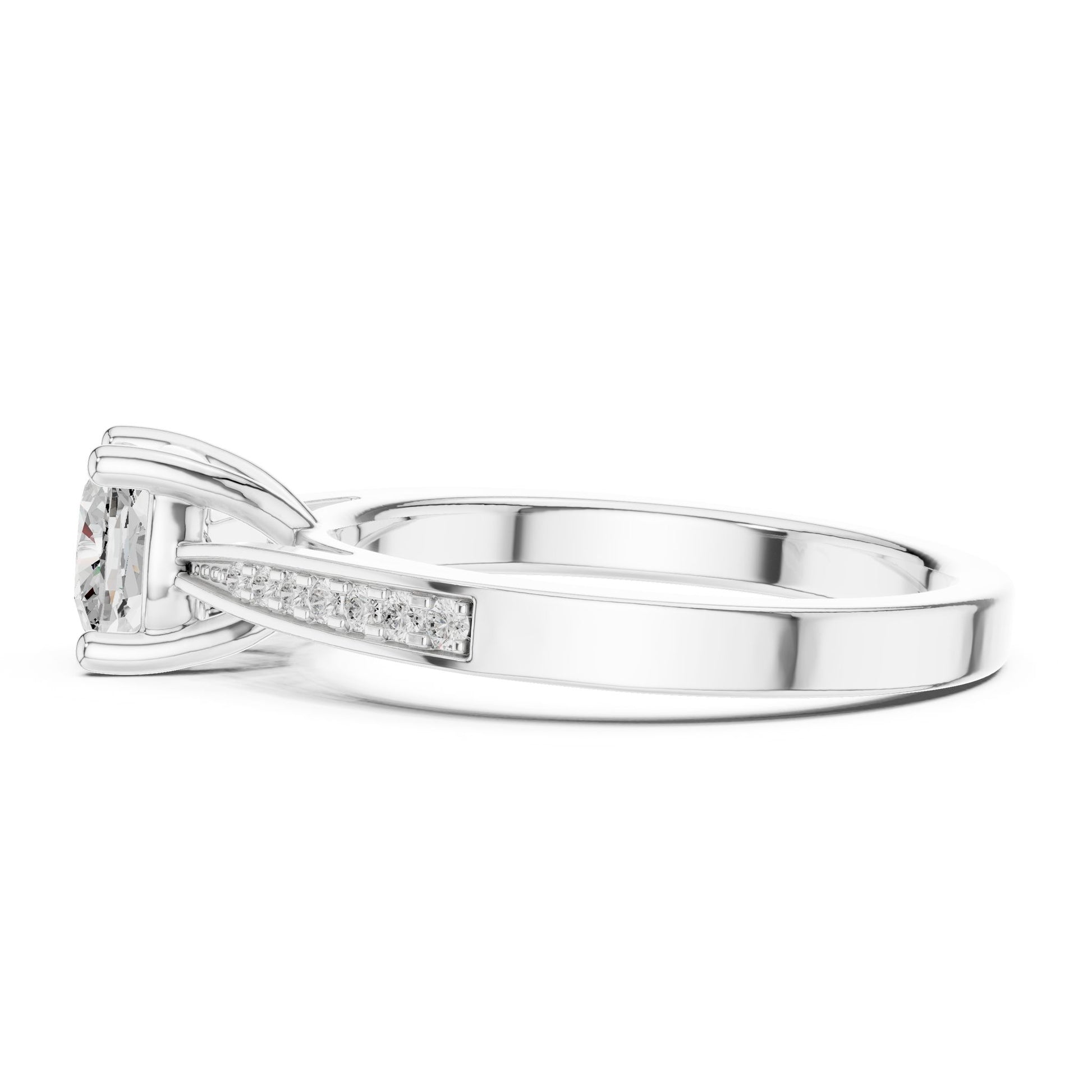Round Lab Grown Diamond Cathedral Engagement Ring