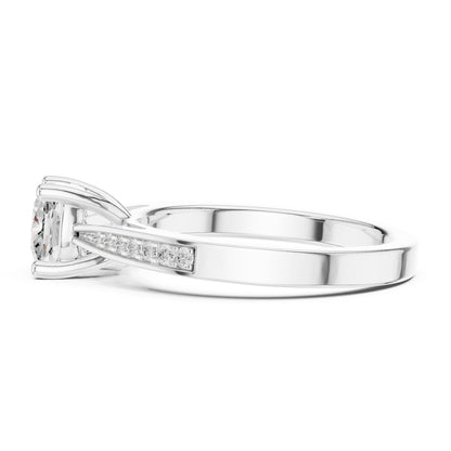Round Lab Grown Diamond Cathedral Engagement Ring