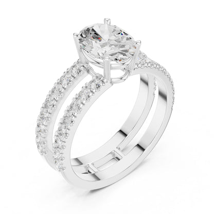 Round Lab Grown Diamond Cathedral Engagement Ring