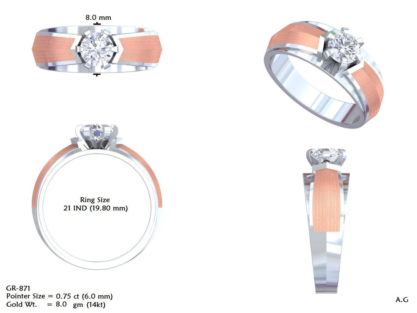 Men's Round Lab Grown Diamond Cathedral Ring