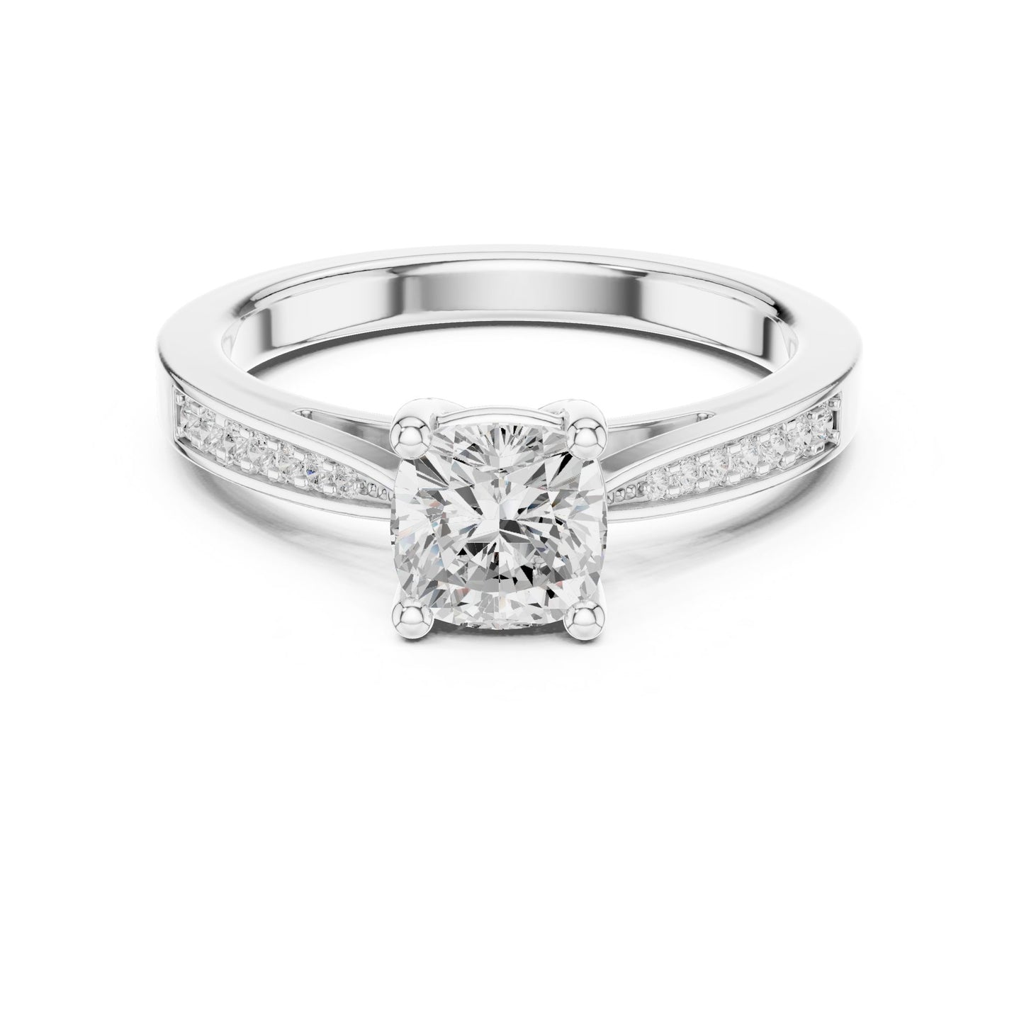 Round Lab Grown Diamond Cathedral Engagement Ring