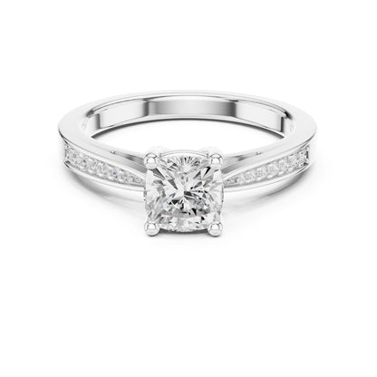 Round Lab Grown Diamond Cathedral Engagement Ring