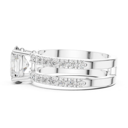 Round Lab Grown Diamond Cathedral Engagement Ring