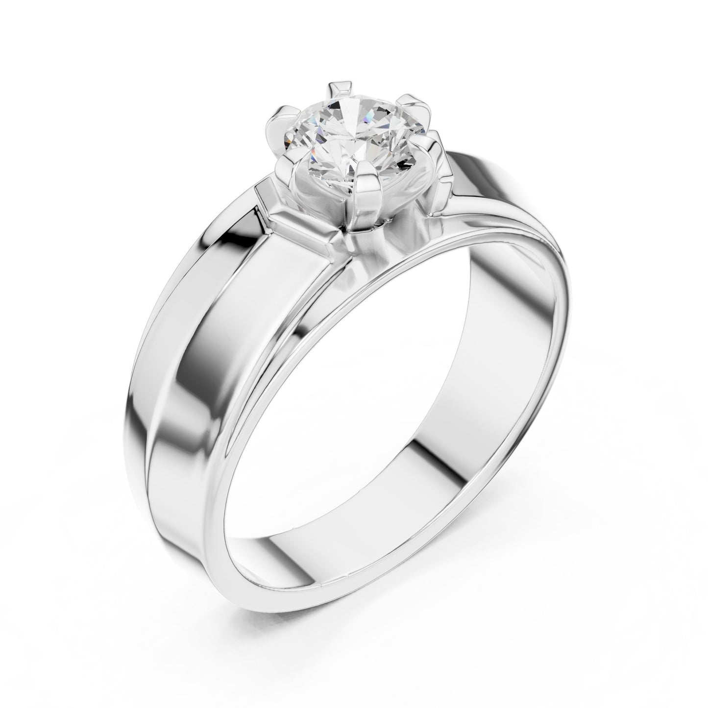 Men's Round Lab Grown Diamond Cathedral Ring
