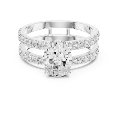 Round Lab Grown Diamond Cathedral Engagement Ring
