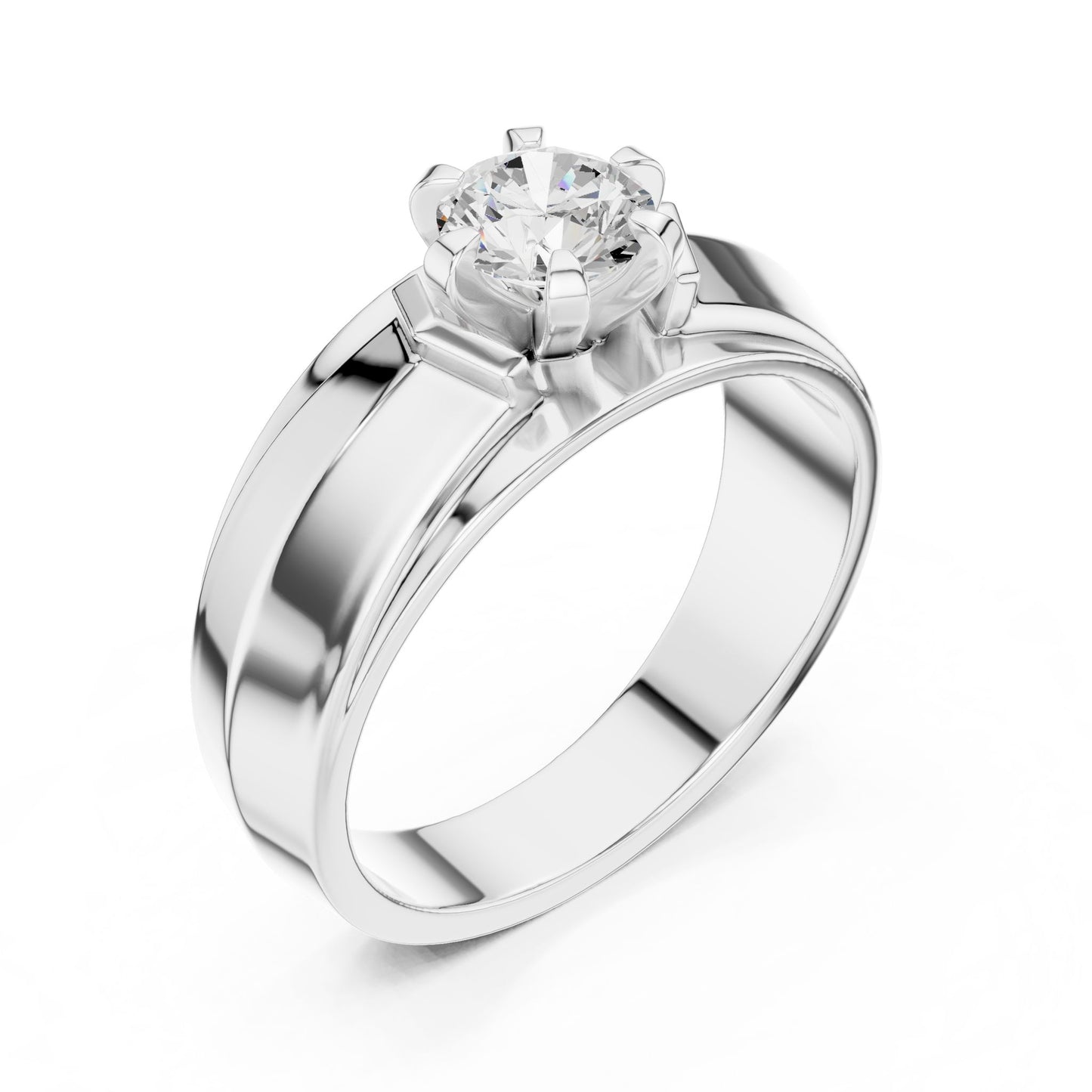 Men's Round Lab Grown Diamond Cathedral Ring