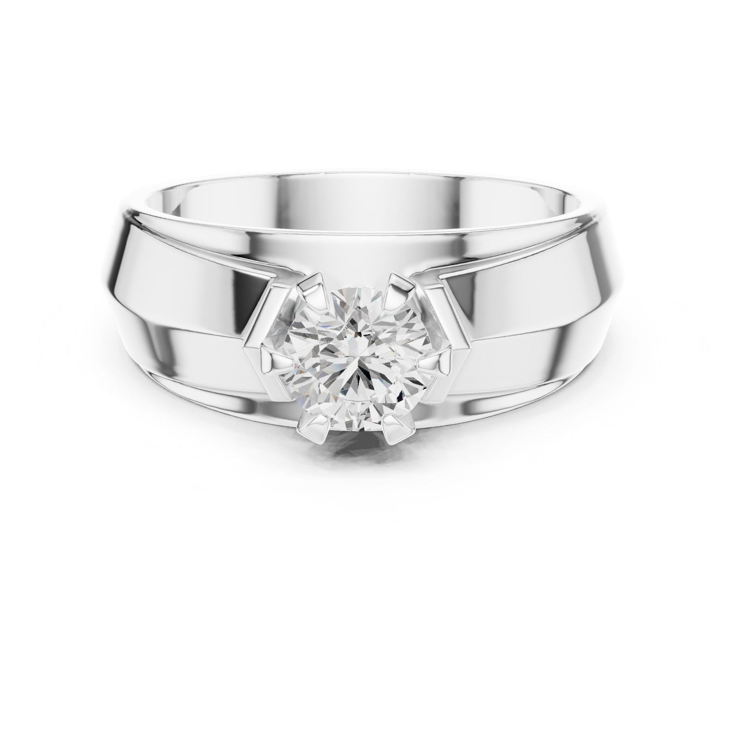 Men's Round Lab Grown Diamond Cathedral Ring
