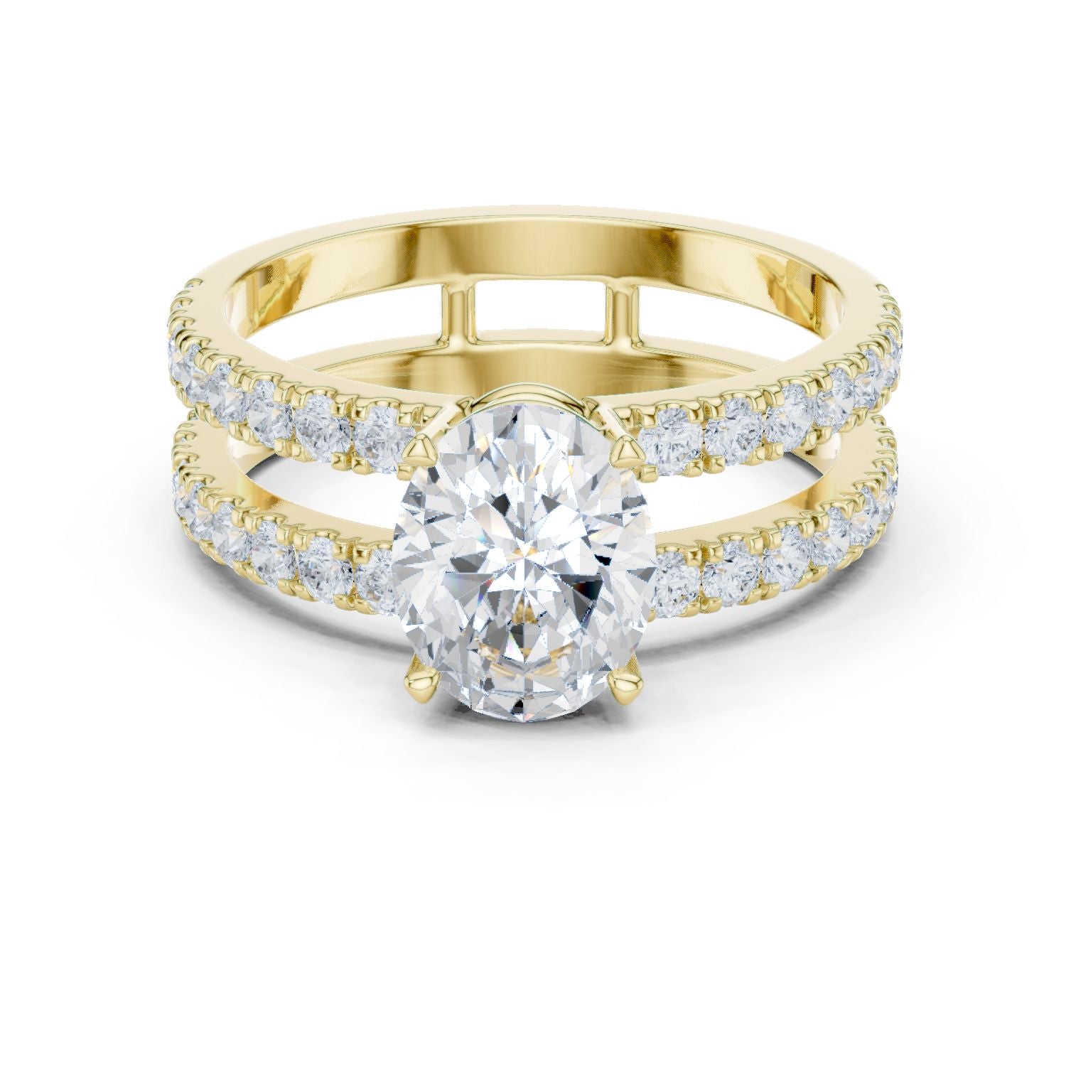 Round Lab Grown Diamond Cathedral Engagement Ring