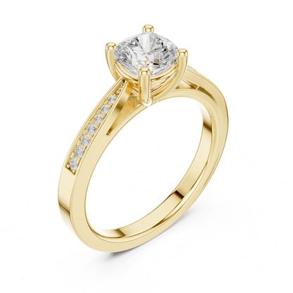 Round Lab Grown Diamond Cathedral Engagement Ring