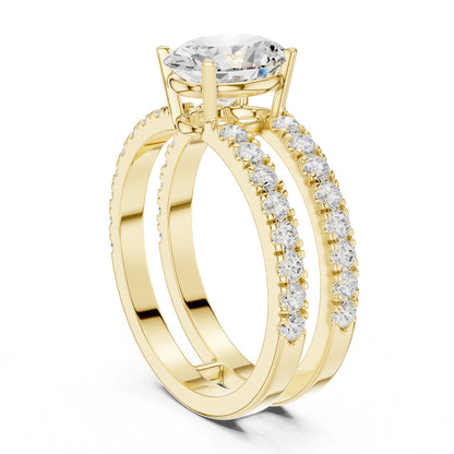 Round Lab Grown Diamond Cathedral Engagement Ring