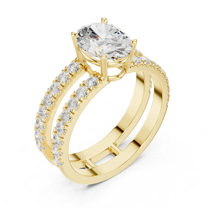 Round Lab Grown Diamond Cathedral Engagement Ring