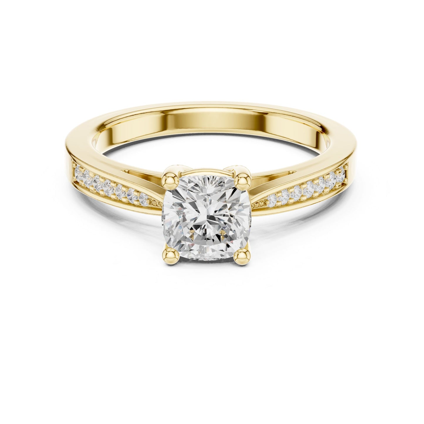 Round Lab Grown Diamond Cathedral Engagement Ring