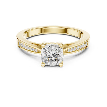 Round Lab Grown Diamond Cathedral Engagement Ring