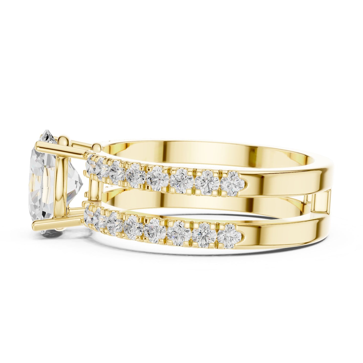 Round Lab Grown Diamond Cathedral Engagement Ring