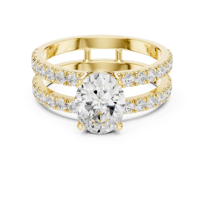 Round Lab Grown Diamond Cathedral Engagement Ring