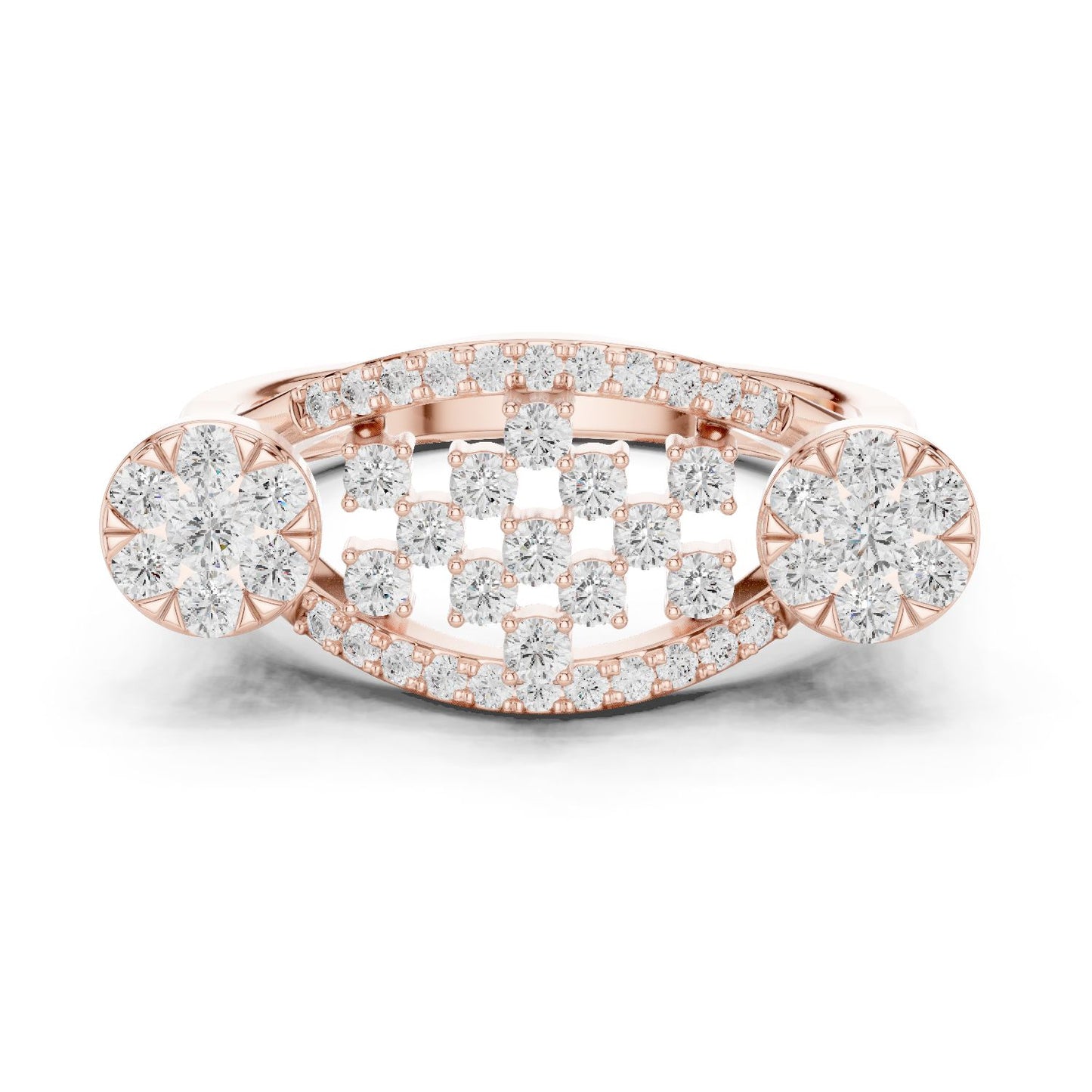 Round Lab Grown Diamond Cluster Engagement Ring