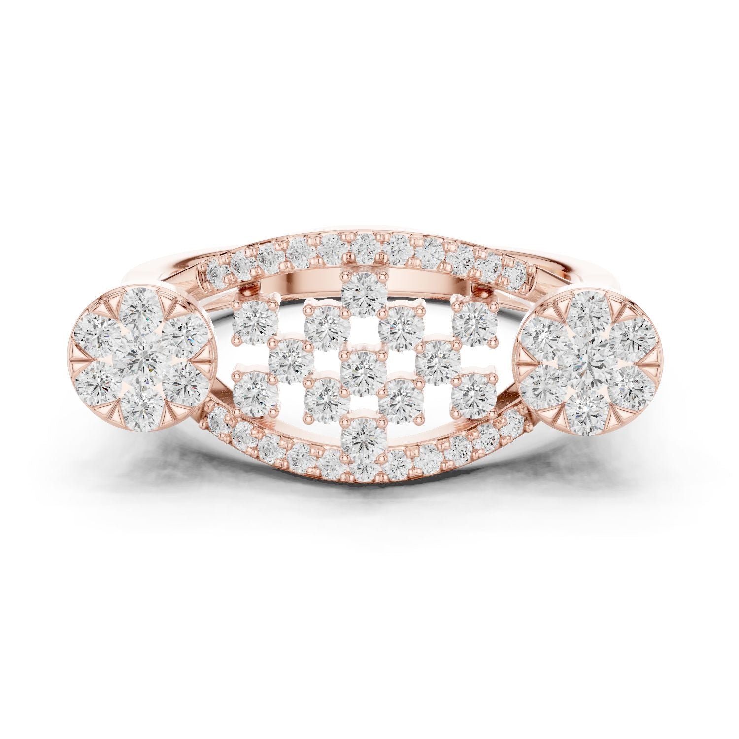 Round Lab Grown Diamond Cluster Engagement Ring