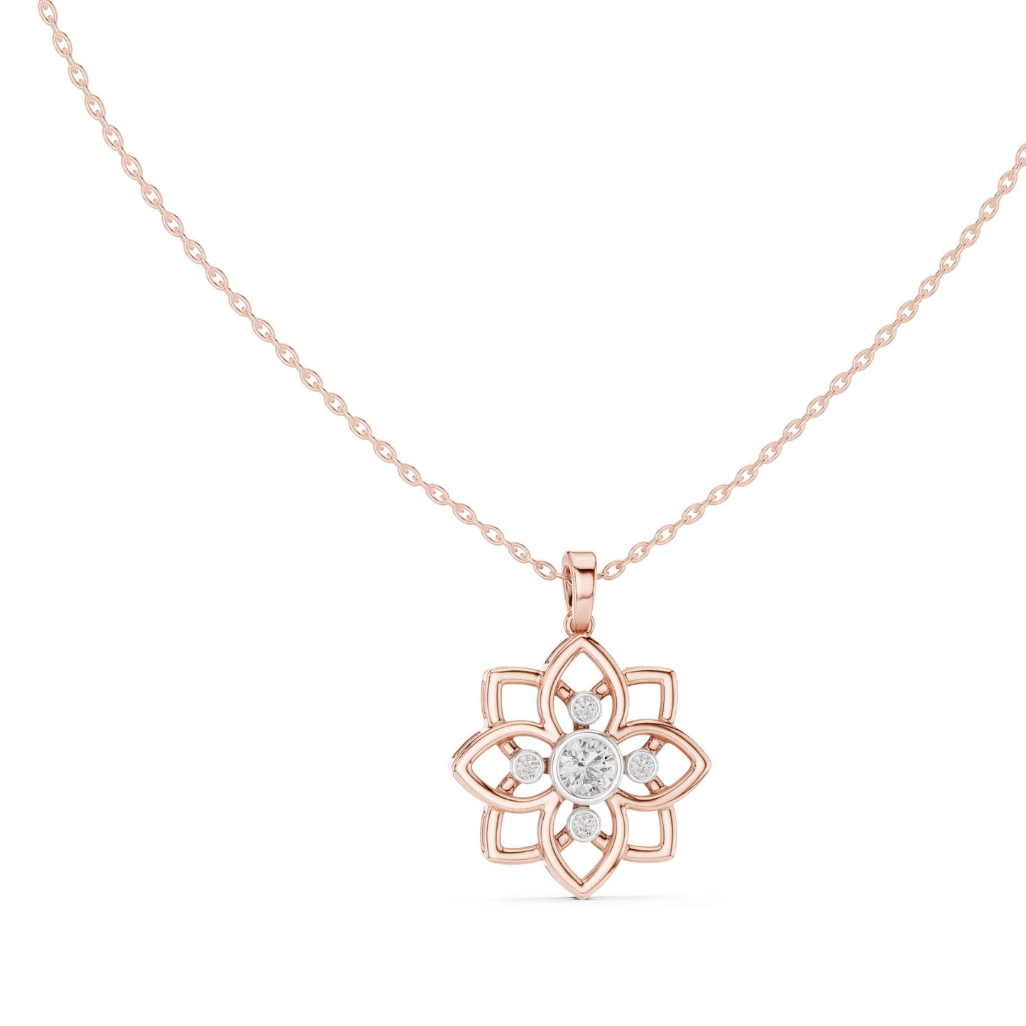 Round Lab Grown Diamond Cluster Pendant