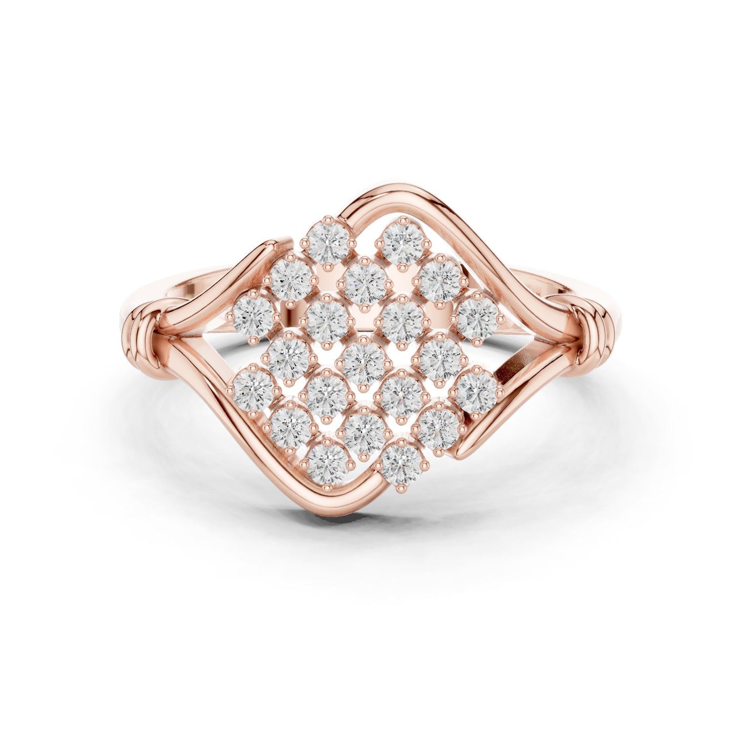 Round Lab Grown Diamond Cluster Engagement Ring