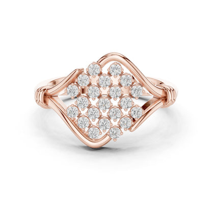 Round Lab Grown Diamond Cluster Engagement Ring