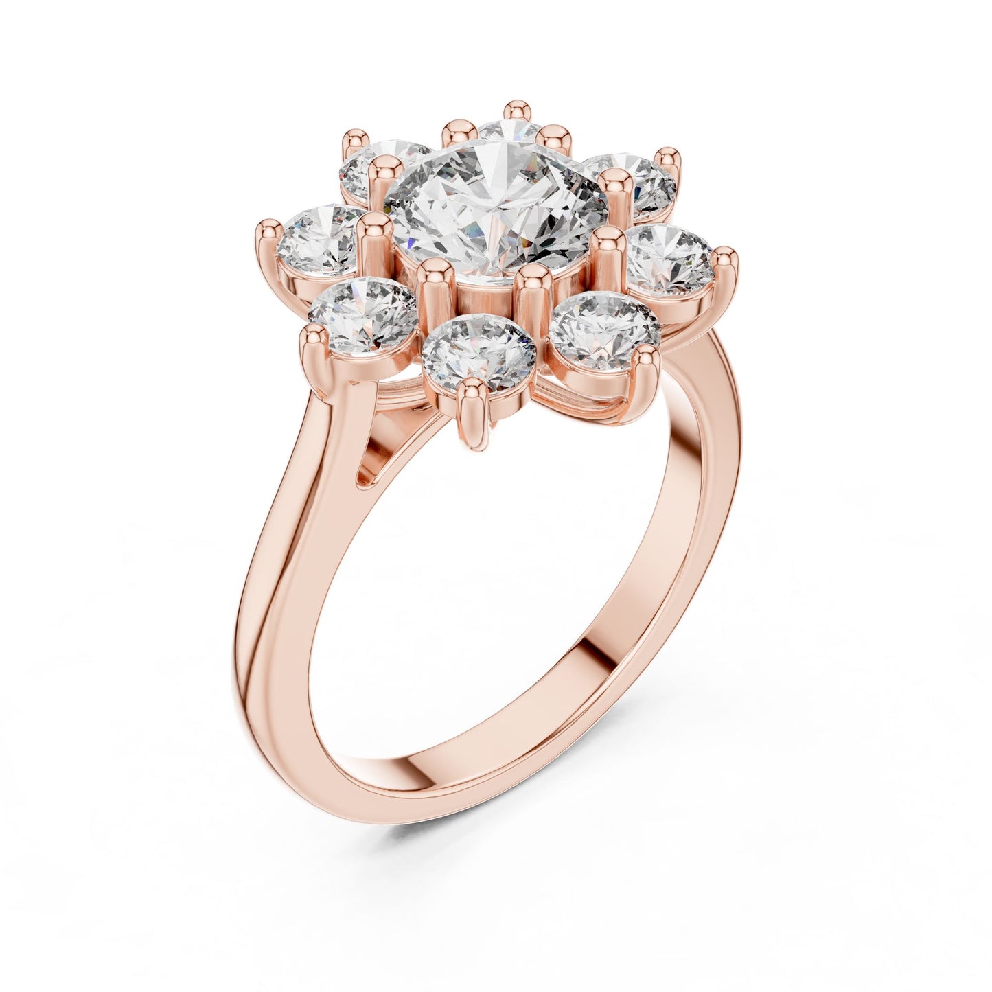 Round Lab Grown Diamond Cluster Engagement Ring