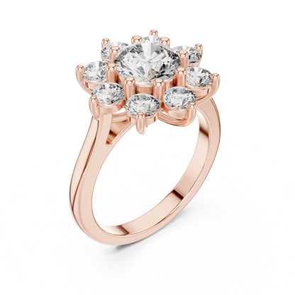 Round Lab Grown Diamond Cluster Engagement Ring
