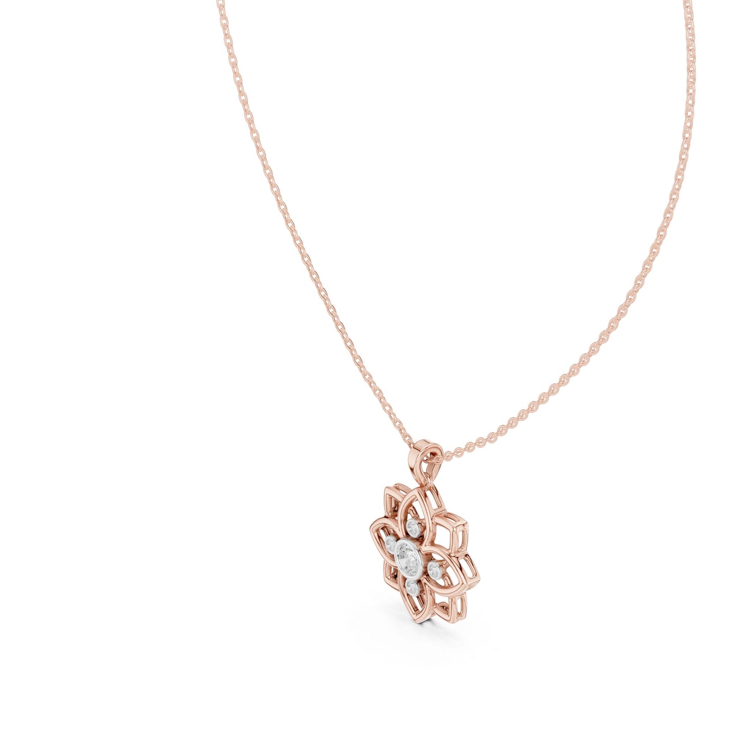 Round Lab Grown Diamond Cluster Pendant