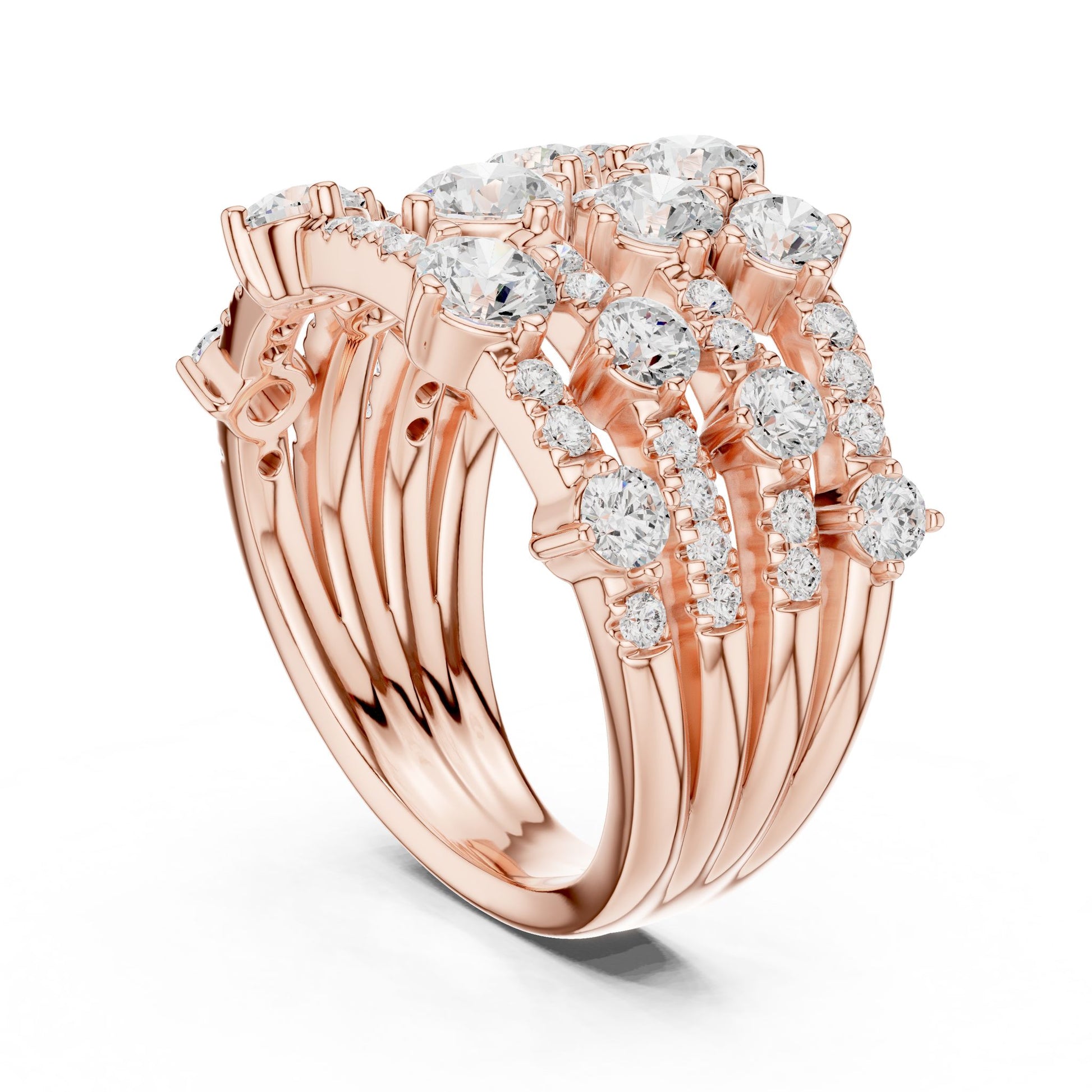 Round Lab Grown Diamond Cluster Engagement Ring
