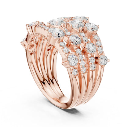 Round Lab Grown Diamond Cluster Engagement Ring