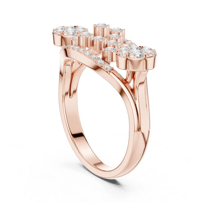 Round Lab Grown Diamond Cluster Engagement Ring