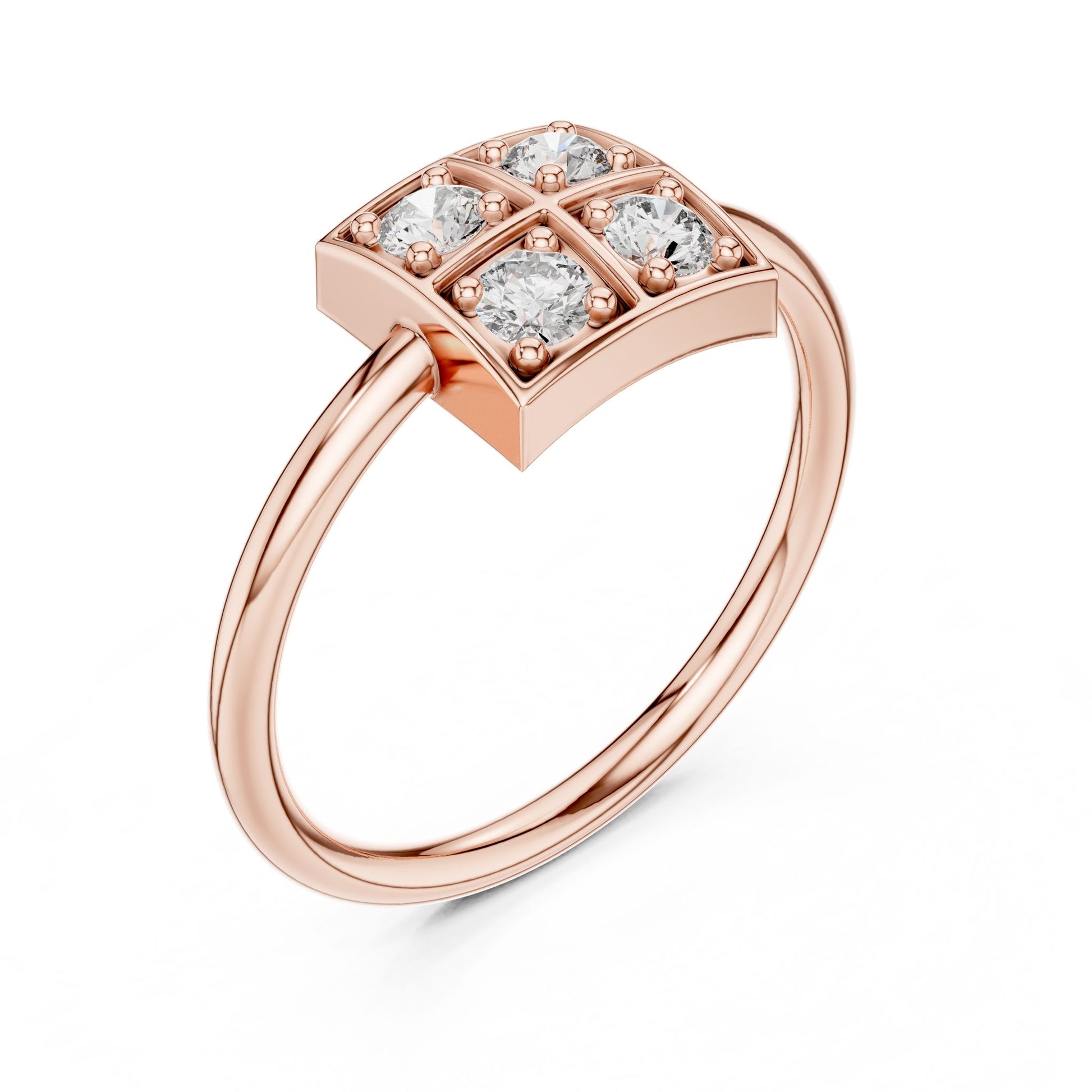 Round Lab Grown Diamond Cluster Engagement Ring